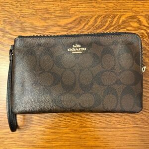 Coach Dark Brown Signature Wristlet